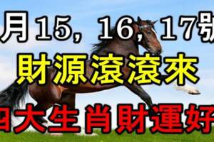 8月15，16，17號財源滾滾來，四大生肖財運好，金銀滿倉