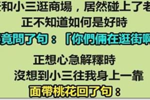 我和小三去逛街時居然遇上了老婆！老婆神回讓小三悲劇！