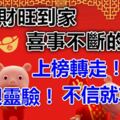 這週財旺到家，喜事不斷的生肖~上榜轉走！很靈驗！不信就算！