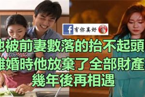 他被前妻數落的抬不起頭，離婚時他放棄了全部財產，幾年後再相遇