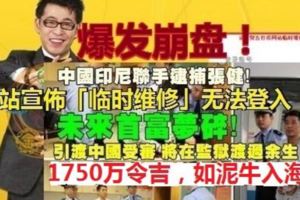 張健被捕，五行幣網站立刻進入維修狀態，爆發崩盤疑雲！我國超過5000名會員所投資的逾1750萬令吉，如泥牛入海，一去不回！