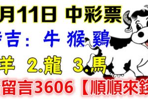 6月11日牛、猴、雞、羊、龍、馬！中彩票！請留言3606【順順來錢】