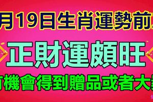 8月19日生肖運勢前三，正財運頗旺，有機會得到贈品或者大獎