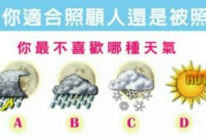 日本網友瘋傳超夯【天氣佔卜】測你適合照顧人還是被照顧？