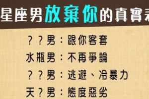 「只要不再想要，就什麼就可以放棄」12星座男決定放棄你的真實表現！