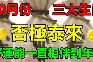 10月份否極泰來，好運能一直相伴到年底的三大生肖