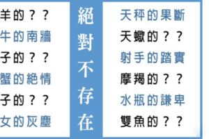 不可思議的世界，十二星座中「絕對不存在」的一件事！絕對沒心機、絕對沒真話，來看看你沒有什麼！