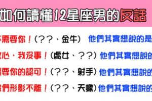 「男人也愛說反話」！如何讀懂12星座男友的「反話」！