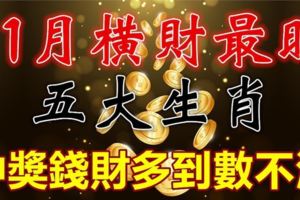 11月，這5大生肖橫財最旺，中獎錢財多到數不清！