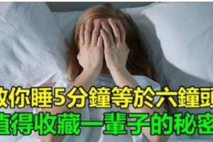 教你睡五分鐘等於六鐘頭，值得收藏一輩子的秘密！