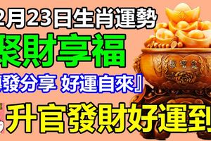 12月23日生肖運勢，陞官發財好運到！『轉發分享好運自來』