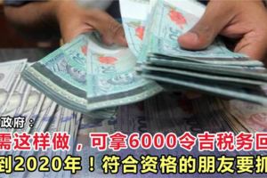 大馬政府：只需這樣做，就可以拿到RM6000的稅務回扣直到2020年！符合資格的朋友要抓緊