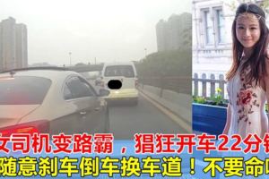 23歲美女司機變路霸，隨意剎車倒車換車道，倡狂開車22分鐘！