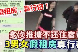 3名華裔男女假租房真行竊令業主損失慘重！