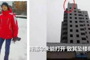 男孩14樓跳傘身亡，只為向媽媽證明勇敢，意外身亡，站在樓底下觀看的母親用手機拍下了整個過程