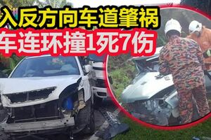 疑駛入反方向車道肇禍4車連環撞1死7傷