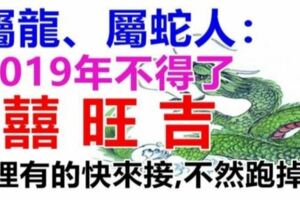 屬龍、屬蛇人：2019年是上上等運勢！家裡有這兩個生肖的快來接吧，不然就跑掉了！