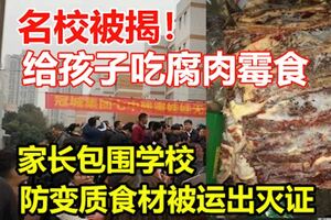 名校被揭！給孩子吃腐肉黴食！小學生長期腹瀉便血！家長包圍學校，防變質食材被運出滅證！