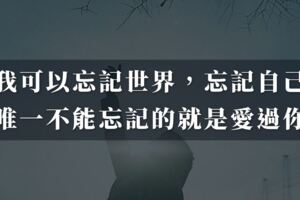 我可以忘記世界，忘記自己，唯一不能忘記的就是我曾經愛過你