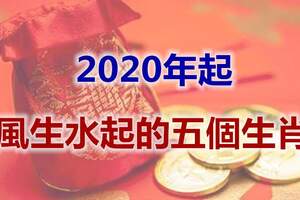 2020年起，事業大旺，財富滿倉，風生水起的五個生肖