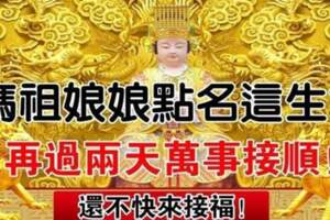 媽祖娘娘點名這些生肖，再過兩天萬事接順