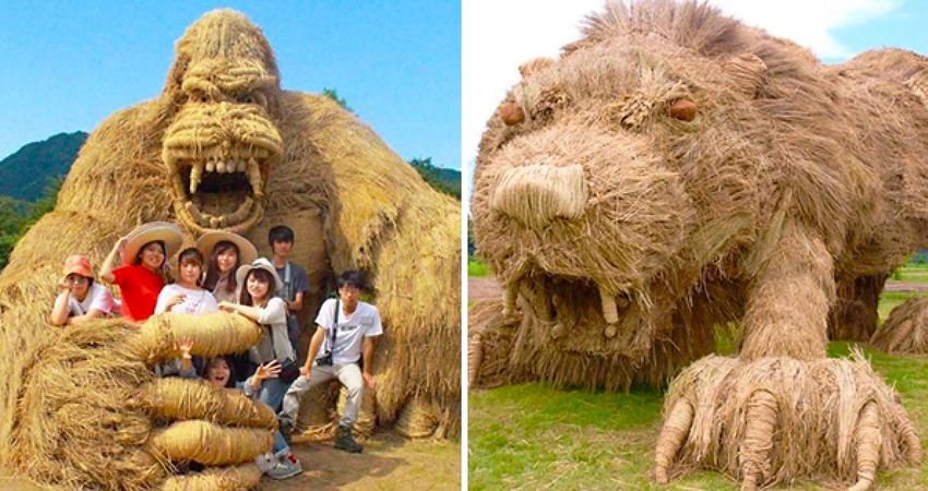 日本大學生賦予稻草巨大生命力超逼真 動物藝術裝置 威嚇力十足 愛上世界分享愛 Fun01 創作分享