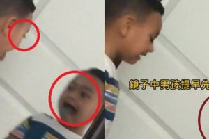 小男孩對鏡子吐舌頭...下秒鏡子裡男孩「提早」離開！影片一曝光秒引爆關注(影)