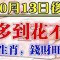 10月13日後錢多到花不完，錢財旺久久的生肖