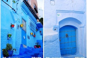 藍色的街道，藍色的門，這不是童話故事，而是摩洛哥的一個小城，舍夫沙萬。