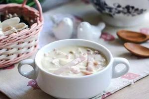 西式簡餐——培根奶油蘑菇湯，相較必勝客絲毫不差！
