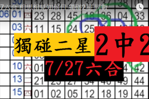 7/27六合 2中2 曼德拉的頓悟 獨碰2星 同數