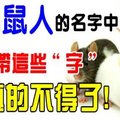 屬鼠人的名字中若帶這些「字」, 可「不得了」! 