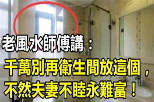 老風水師傅講：千萬別再衛生間放這個，不然夫妻不睦永難富！ 