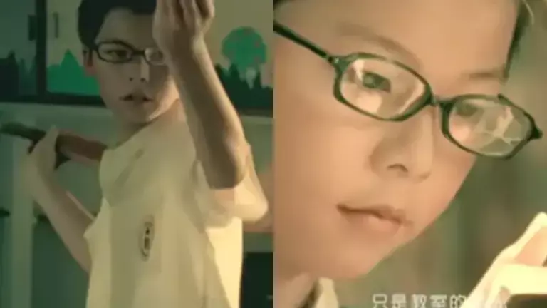 ▲▼許光漢疑似刻意戴黑框眼鏡向周杰倫MV及13歲的自己致敬。（圖／周杰倫YouTube、讀者提供）