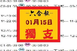   【六合報】「六合彩」01月15日-獨支參考-