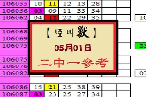 【啞叫獸】「今彩539」05月01日 二中一 參考!!~