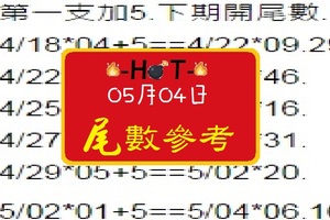 【HOT】「六合彩」05月04日 尾數參考!!