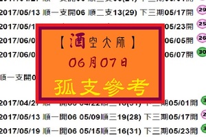 【酒空大師】2017「今彩539」06月07日 【孤支】參考!!