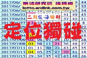 六合彩07/18/2017＜海珊瑚特調-二期板-定位獨碰參考＞。