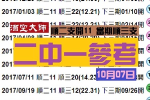 一曰杜康~酒空大師六合報10月07日-2中一PK參考。