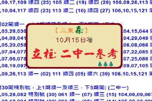 【2017六合彩】10/15三重森心水版路(121)立柱:二中一參考報。