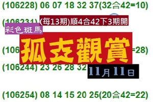 彩色斑馬孤支觀賞!~11月11日今彩539分享版!!一支獨秀!