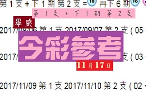 畢咸2017今彩參考11月17日~3粒共享有合有用~