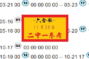 2017六合好康報報之二中一參考一下~11-28兩碼服用~