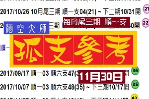 杯莫停六合彩2017歲末公益 酒空大師孤支參考~11月30日第7帖