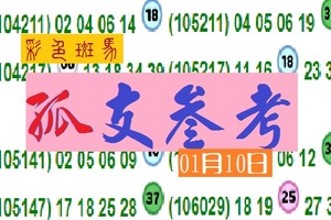 彩色斑馬心水報號2018精彩孤支~01月10日今彩分享版!!