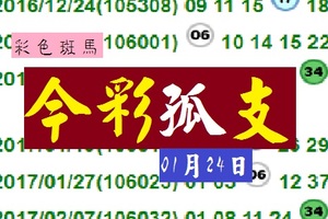 2018今彩彩色斑馬孤支參考~01月24日分享版!!