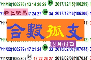 彩色斑馬合數孤支02月09日~今彩分享版一路發!!