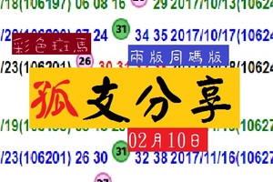 02月10日彩色斑馬今彩539兩版同碼~孤支分享版!!