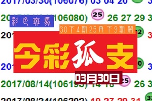 彩色斑馬孤支分享03月30日今彩專車就是這個燈!